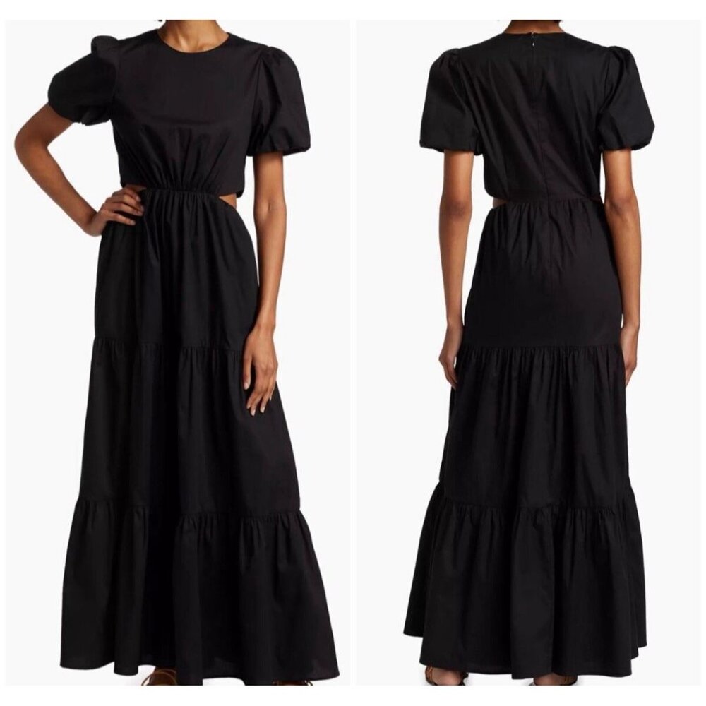 WAYF Plaza Cut Out Tiered Maxi Dress in Black Size M New Spring Summer Dress